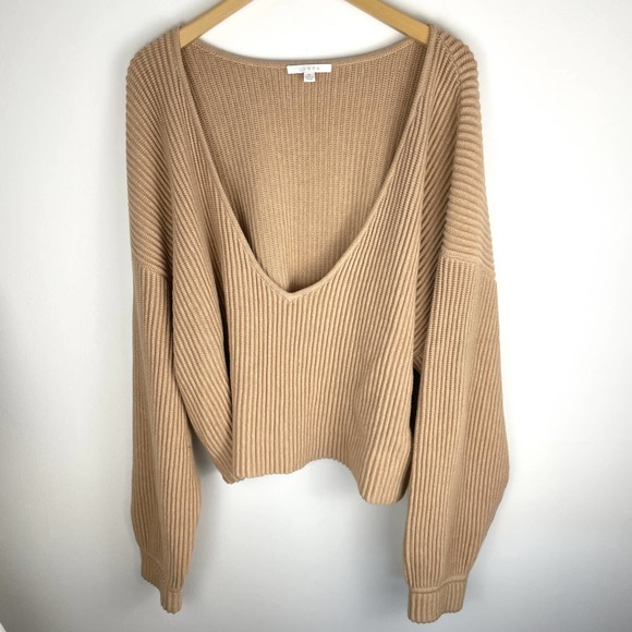 Lunya Cozy Cotton Silk Reversible Ribbed Pullover Sweater In Tranquil Tan XL New - Picture 5 of 16
